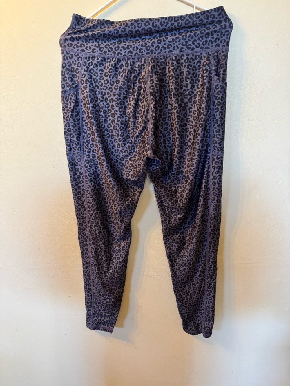 Leopard Print Stretch Leggings - Navy and Black